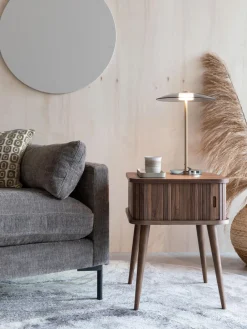 Mesita de noche de madera Barbier, puerta corredera