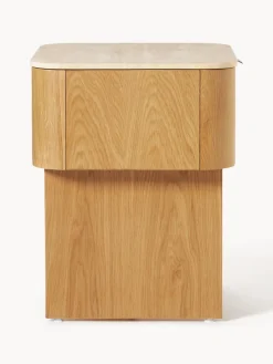 Mesita de noche de madera con tablero de mármol Zumi