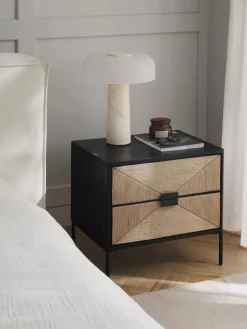 Mesita de noche de madera de mango June, con cajones