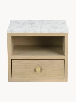 Mesita de noche de pared con tablero de mármol Whitmore