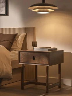 Mesita de noche de roble con cajón Diana