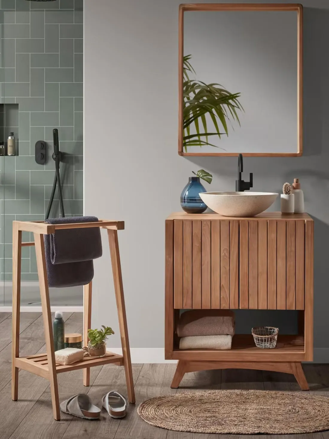 Mueble bajo lavabo de madera de teca Kuveni , 70 cm