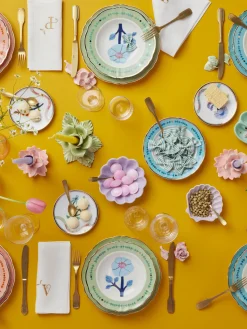 Plato hondo artesanal de porcelana Hibiscus