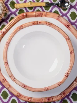 Plato hondo pintado a mano Bamboo