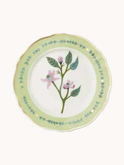 Plato llano artesanal de porcelana Clematis