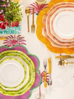 Plato postre pintado a mano Bamboo