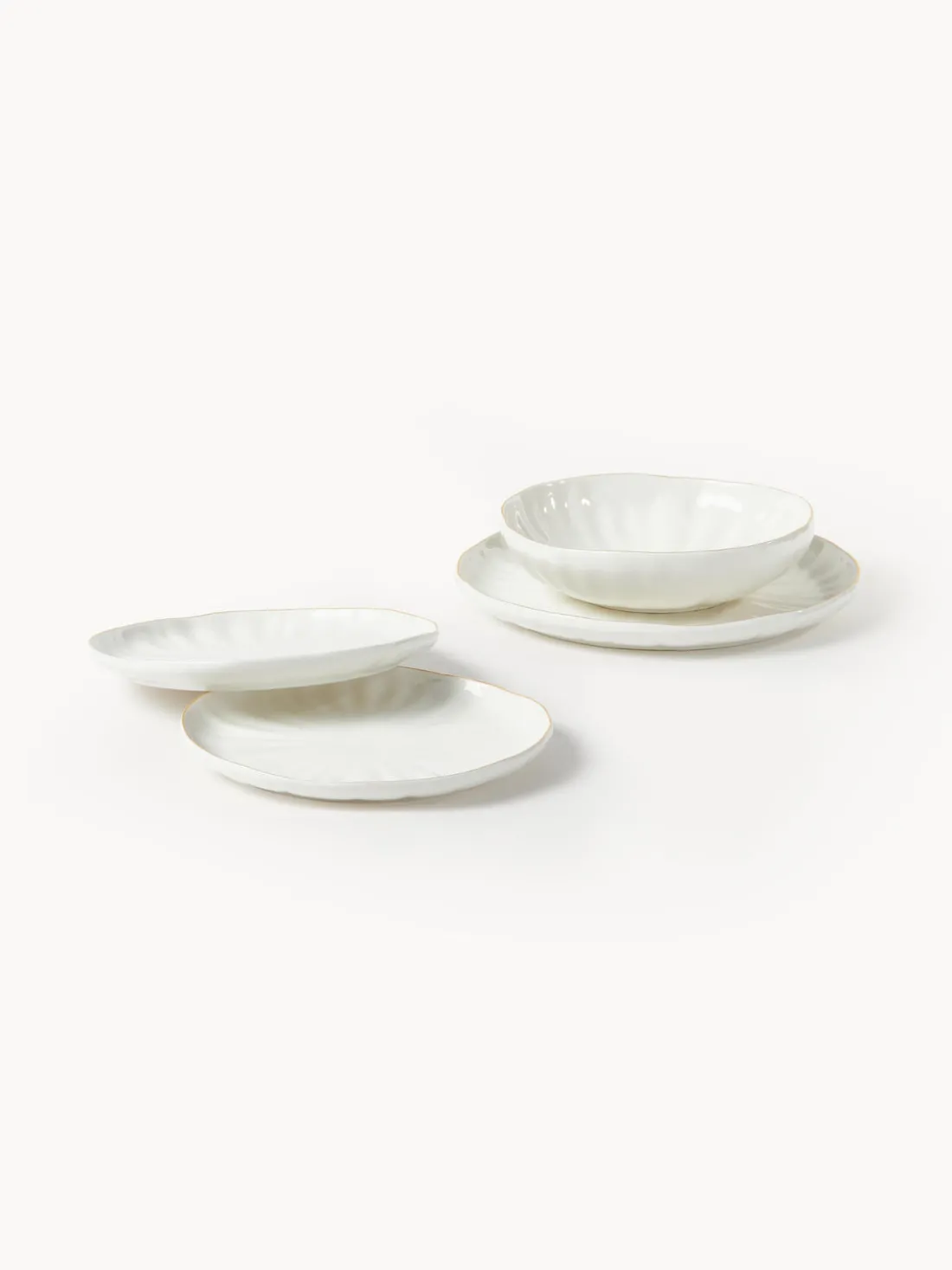 Platos hondos de porcelana con relieves Sali, 2 uds.