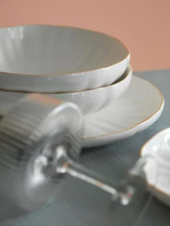 Platos hondos de porcelana con relieves Sali, 2 uds.