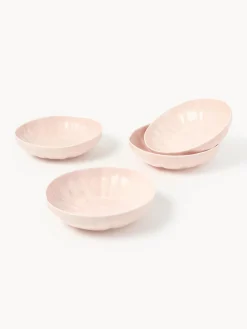 Platos hondos de porcelana con relieves Sali, 4 uds.