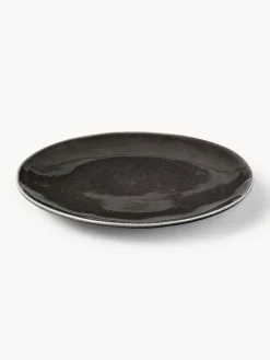 Platos llanos artesanales Nordic Coal, 4 uds.