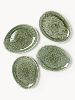 Platos llanos artesanales de forma orgánica Macey, 4 uds.