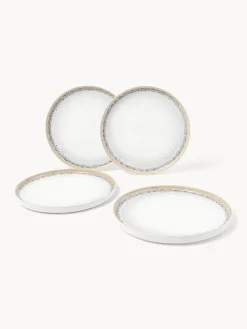 Platos llanos artesanales con esmalte reactivo Danza, 4 uds.