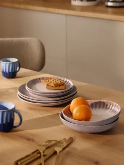 Platos llanos artesanales con esmalte reactivo Vinci, 4 uds.