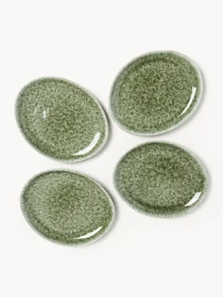Platos llanos artesanales con forma orgánica Macey, 4 uds.