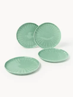 Platos llanos de porcelana con relieves Sali, 4 uds.