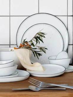 Platos postre artesanales de porcelana Salt, 4 uds.