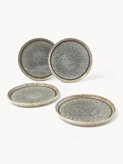 Platos postre artesanales con esmalte reactivo Danza, 4 uds.