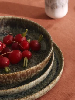 Platos postre artesanales con esmalte reactivo Danza, 4 uds.