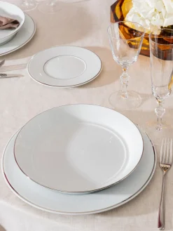 Platos postre de porcelana con borde platino pintado a mano Vitruv, 2 uds.