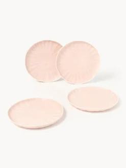 Platos postre de porcelana con relieves Sali, 4 uds.