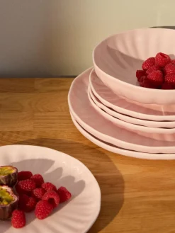 Platos postre de porcelana con relieves Sali, 4 uds.