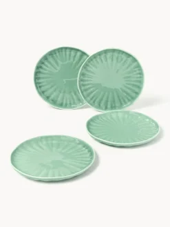 Platos postre de porcelana con relieves Sali, 4 uds.