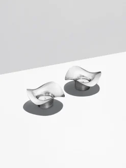 Portavelas de acero inoxidable en forma orgánica Cobra, 2 uds.