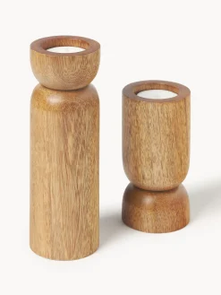 Portavelas de madera de mango Matti, 2 uds.