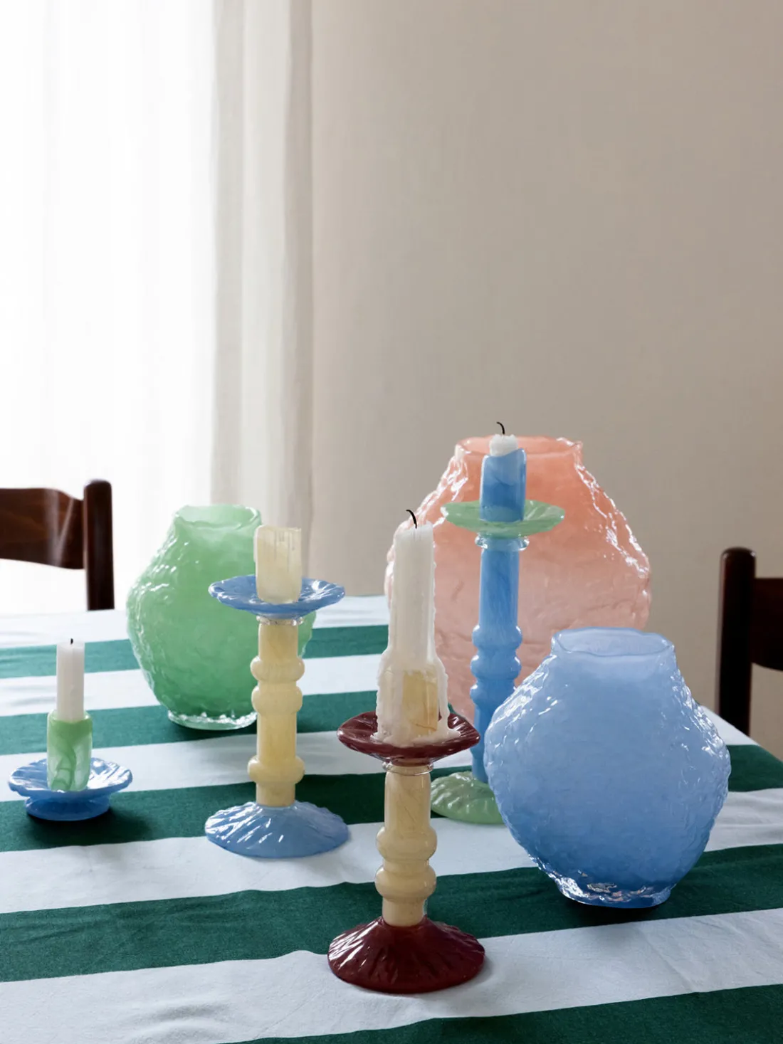 Portavelas de vidrio soplado Lara