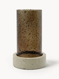 Portavelas soplado con base de travertino Rivo