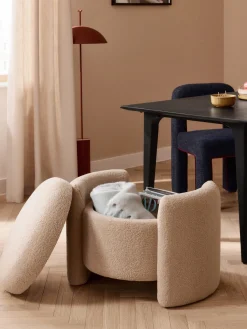 Puf de borreguillo con espacio de almacenaje Benji