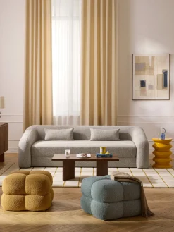 Puf en tejido bouclé Ellie