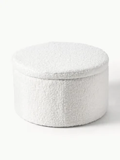 Puf grande de borreguillo con espacio de almacenamiento Alida