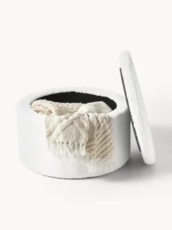 Puf grande de borreguillo con espacio de almacenamiento Alida