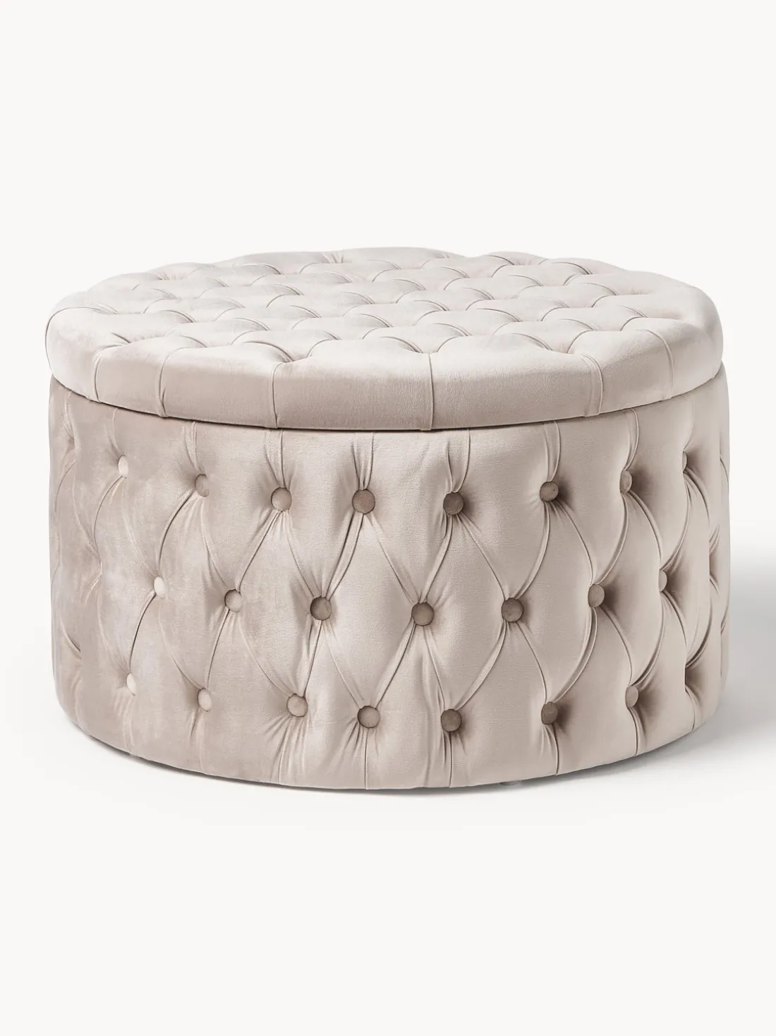 Puf grande de terciopelo Chiara, con espacio de almacenamiento