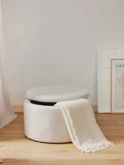 Puf grande tapizado con espacio de almacenamiento Alida