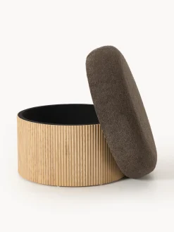 Puf grande tapizado en borreguillo bouclé con espacio de almacenamiento Nala