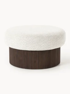 Puf grande tapizado en borreguillo bouclé con espacio de almacenamiento Nala