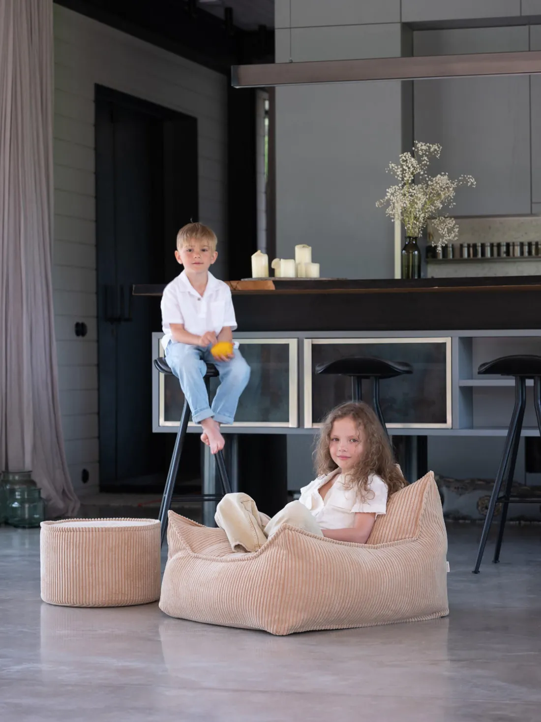 Puf infantil de pana Sugar, Ø 40 cm