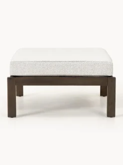 Puf reposapiés de jardín en tejido bouclé de madera de acacia Bo