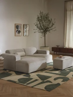 Puf reposapiés de pana grande Melva, 116 x 42 cm