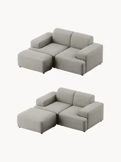 Puf reposapiés de pana Melva, 99 x 42 cm