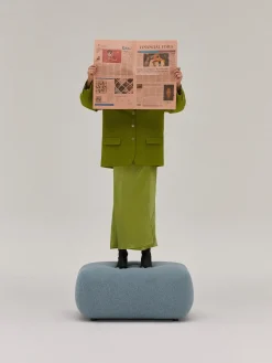 Puf reposapiés en tejido bouclé Sofia