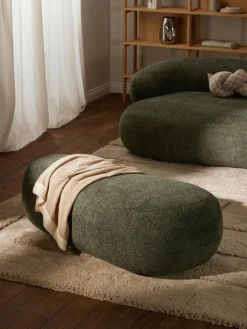 Puf reposapiés grande de borreguillo bouclé Alba