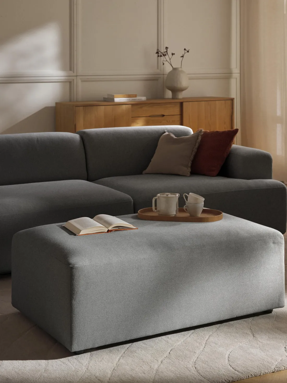 Puf reposapiés grande Melva, 116 x 72 cm