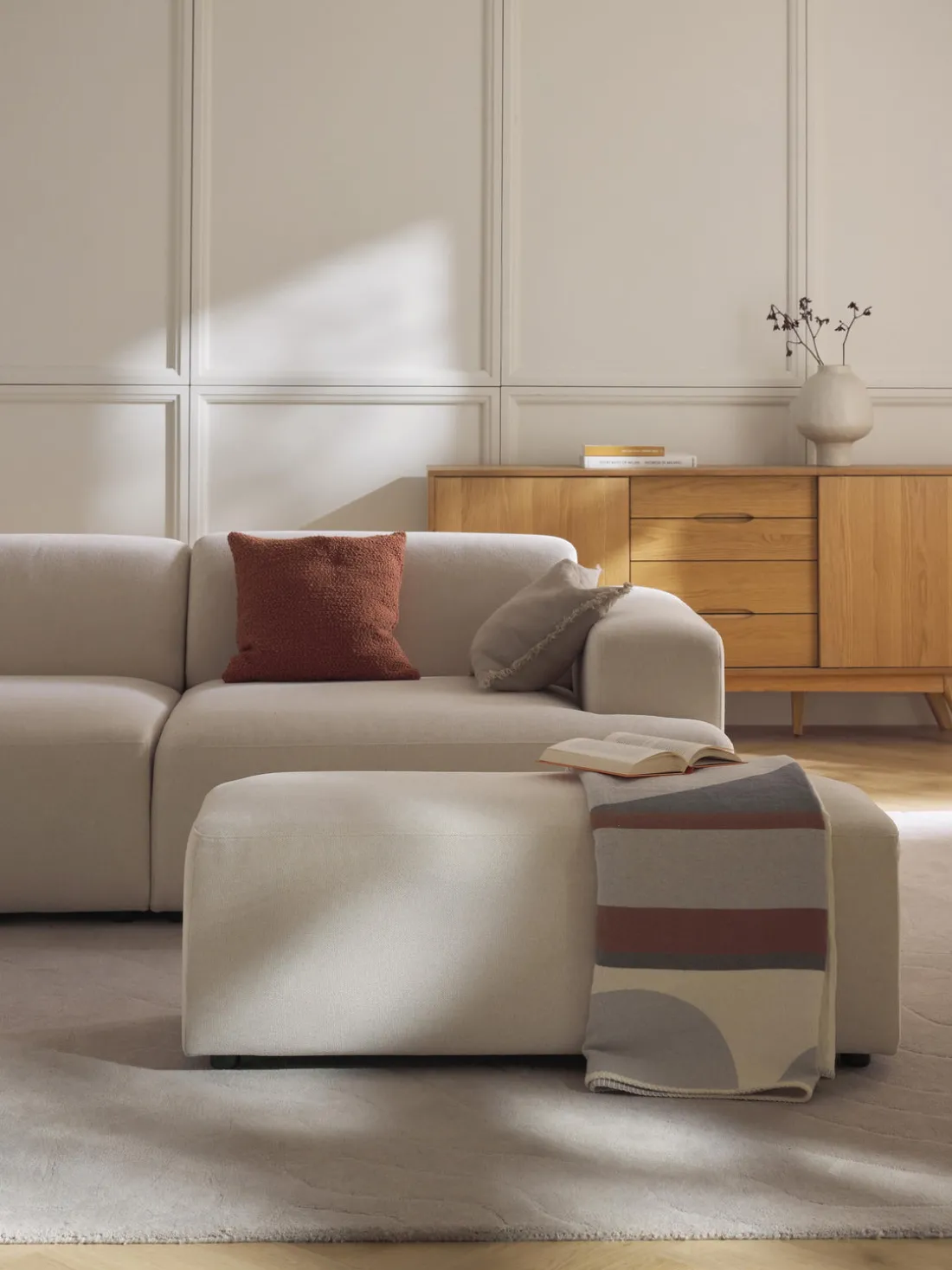 Puf reposapiés grande Melva, 116 x 42 cm