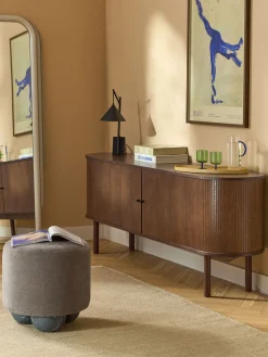 Puf reposapiés tapizado con patas en look de mármol Lino