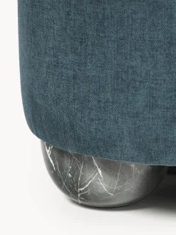 Puf reposapiés tapizado con patas de bola de mármol Lino