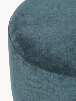 Puf reposapiés tapizado con patas de bola de mármol Lino