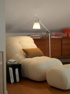 Puf reposapiés tapizado en borreguillo Stanley